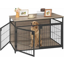 Load image into Gallery viewer, Wooden Dog Crate Furniture - 38.6&quot; Interior 3 Doors, Medium/Large Breed Pet Crate