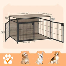 Load image into Gallery viewer, Wooden Dog Crate Furniture - 38.6&quot; Interior 3 Doors, Medium/Large Breed Pet Crate