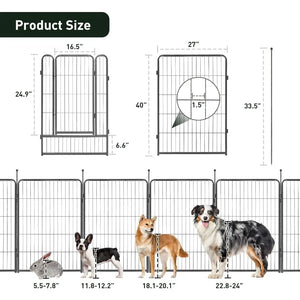 40" Outdoor Pet Playpen, 16 Panels, Big Dog Exercise Pen, Foldable