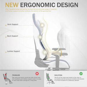 Big & Tall Gaming Chair w/ Footrest - Ergonomic High Back Office Chair, Headrest & Lumbar