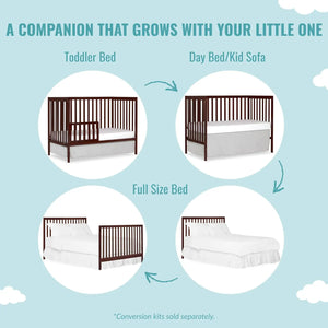 Greenguard Gold 5-in-1 Convertible Crib in Espresso, Grows with Your Child