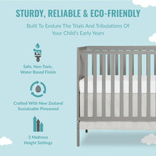 Load image into Gallery viewer, Cool Grey 5-in-1 Convertible Crib, Greenguard Gold Certified for Safe Nursery