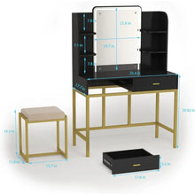 Load image into Gallery viewer, &quot;Illuminated Mirror Dressing Table with Storage Shelves &amp; 5 Drawers – Large Bedroom Dresser