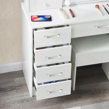 Load image into Gallery viewer, &quot;White Makeup Dresser with Mirror &amp; Adjustable Light, Chair &amp; Storage Drawer