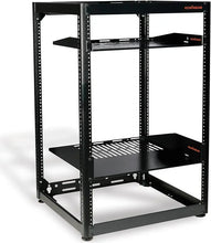 Load image into Gallery viewer, Wall Mount 20U Open Rack for Servers &amp; AV Gear, Includes 2 Vented Shelves