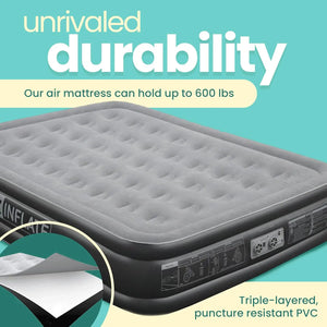 Luxury Double High Air Mattress with Built-in Pump, Inflatable for Comfort