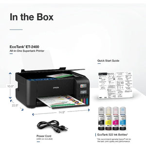 Black Epson ET-2400 Wireless Supertank Printer - Cartridge-Free, All-in-One