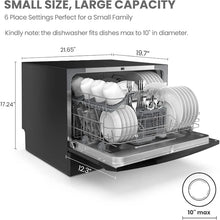 Load image into Gallery viewer, Portable Dishwasher for Dorm - 6 Place Settings, 8 Wash Programs, incl. Speed, ECO