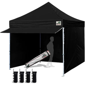 10x10 Ft Outdoor Party Canopy Tent, USA Made, 4 Zippered Sidewalls, Roller Bag