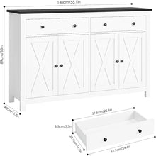 Load image into Gallery viewer, Large 55&quot; Wood Buffet Cabinet, 2 Drawers 4 Doors, Kitchen Storage Coffee Bar