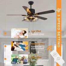 Load image into Gallery viewer, 52&quot; Farmhouse Cage Ceiling Fan - Industrial Vintage Style with 5 Flip Blades