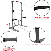 Load image into Gallery viewer, Heavy-Duty Fitness Squat Rack | High Weight Capacity, Plate Storage, 360° Swivel, Power Bar