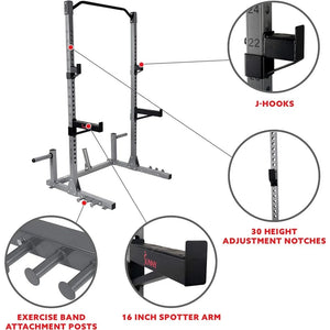 Heavy-Duty Fitness Squat Rack | High Weight Capacity, Plate Storage, 360° Swivel, Power Bar