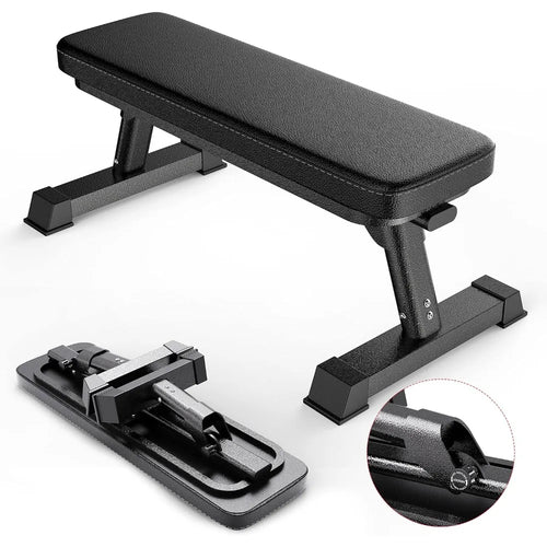 Versatile Foldable Flat Bench for Weight Exercises | Includes Free PDF Workout Guide