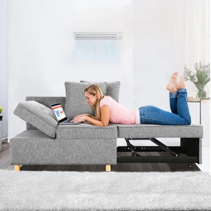 Convertible Sofa Bed - 4-in-1 Modern Linen Couch Furniture, Recliner