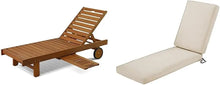 Load image into Gallery viewer, Outdoor Hardwood Patio Sun Lounger with Tray - Teak Oil Finish, Natural, 70Wx12H