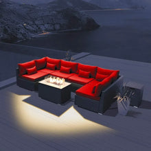 Load image into Gallery viewer, Outdoor Patio Furniture Set - Sectional Sofa with Propane Gas Fire Pit Table