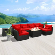 Load image into Gallery viewer, Outdoor Patio Furniture Set - Sectional Sofa with Propane Gas Fire Pit Table