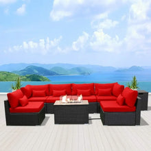 Load image into Gallery viewer, Outdoor Patio Furniture Set - Sectional Sofa with Propane Gas Fire Pit Table