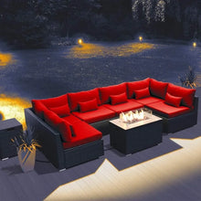 Load image into Gallery viewer, Outdoor Patio Furniture Set - Sectional Sofa with Propane Gas Fire Pit Table