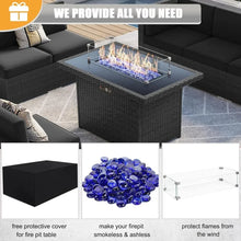 Load image into Gallery viewer, Wicker Rattan Outdoor Furniture Set - Sectional Sofa, 44&quot; Propane Fire Pit