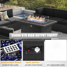 Load image into Gallery viewer, Wicker Rattan Outdoor Furniture Set - Sectional Sofa, 44&quot; Propane Fire Pit