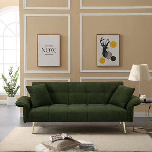 Convertible Sofa Bed with Adjustable Arms & Backrest - Modern Love Seat Design