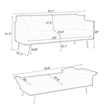 Load image into Gallery viewer, Convertible Sofa Bed with Adjustable Arms &amp; Backrest - Modern Love Seat Design