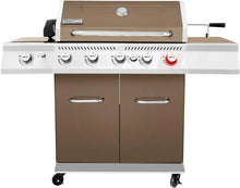 Load image into Gallery viewer, 5-Burner BBQ Cabinet Style Propane Gas Grill - Rotisserie, Sear &amp; Side Burner Kit