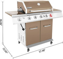 Load image into Gallery viewer, 5-Burner BBQ Cabinet Style Propane Gas Grill - Rotisserie, Sear &amp; Side Burner Kit