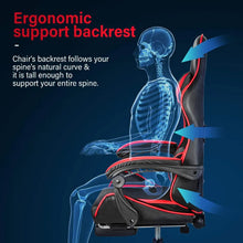 Load image into Gallery viewer, Red/Black Ergonomic Gaming Chair, Backrest &amp; Height Adjustable Reclining Office