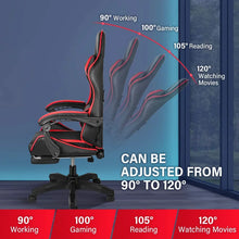 Load image into Gallery viewer, Red/Black Ergonomic Gaming Chair, Backrest &amp; Height Adjustable Reclining Office