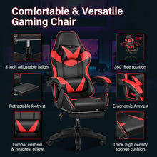 Load image into Gallery viewer, Red/Black Ergonomic Gaming Chair, Backrest &amp; Height Adjustable Reclining Office