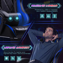 Load image into Gallery viewer, Computer Gaming Chair w/ Footrest: Massage Lumbar Support, Ergonomic, 360° Swivel