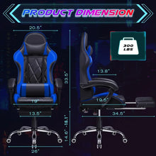 Load image into Gallery viewer, Computer Gaming Chair w/ Footrest: Massage Lumbar Support, Ergonomic, 360° Swivel