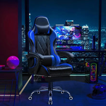 Load image into Gallery viewer, Computer Gaming Chair w/ Footrest: Massage Lumbar Support, Ergonomic, 360° Swivel