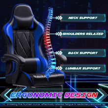 Load image into Gallery viewer, Computer Gaming Chair w/ Footrest: Massage Lumbar Support, Ergonomic, 360° Swivel