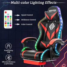 Load image into Gallery viewer, Ergonomic Gaming Chair with Massage, LED RGB Lights, Armrest Support - Red and Black