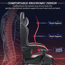 Load image into Gallery viewer, Ergonomic Gaming Chair with Massage, LED RGB Lights, Armrest Support - Red and Black