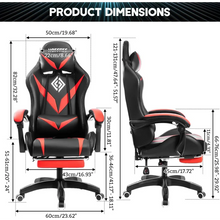 Load image into Gallery viewer, Ergonomic Gaming Chair with Massage, LED RGB Lights, Armrest Support - Red and Black