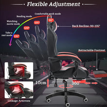 Load image into Gallery viewer, Ergonomic Gaming Chair with Massage, LED RGB Lights, Armrest Support - Red and Black