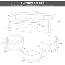 Load image into Gallery viewer, 5-Piece Rattan Wicker Outdoor Sectional Furniture Set - Cushions, Tea Table