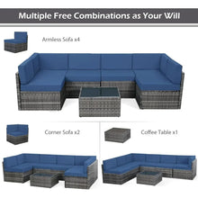 Load image into Gallery viewer, 5-Piece Rattan Wicker Outdoor Sectional Furniture Set - Cushions, Tea Table