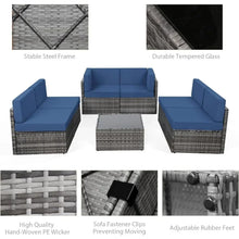 Load image into Gallery viewer, 5-Piece Rattan Wicker Outdoor Sectional Furniture Set - Cushions, Tea Table