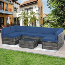 Load image into Gallery viewer, 5-Piece Rattan Wicker Outdoor Sectional Furniture Set - Cushions, Tea Table