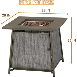 Gas Fire Pit Table 28 Inch Propane 50,000 BTU with Free Lava Rocks & Lid