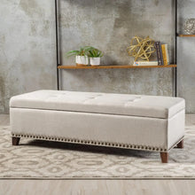 Load image into Gallery viewer, Upholstered Storage Ottoman in Beige - Stylish Functional Piece for Home