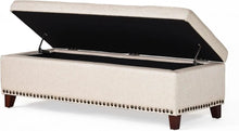 Load image into Gallery viewer, Upholstered Storage Ottoman in Beige - Stylish Functional Piece for Home