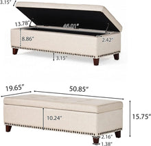 Load image into Gallery viewer, Upholstered Storage Ottoman in Beige - Stylish Functional Piece for Home