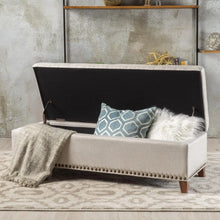 Load image into Gallery viewer, Upholstered Storage Ottoman in Beige - Stylish Functional Piece for Home